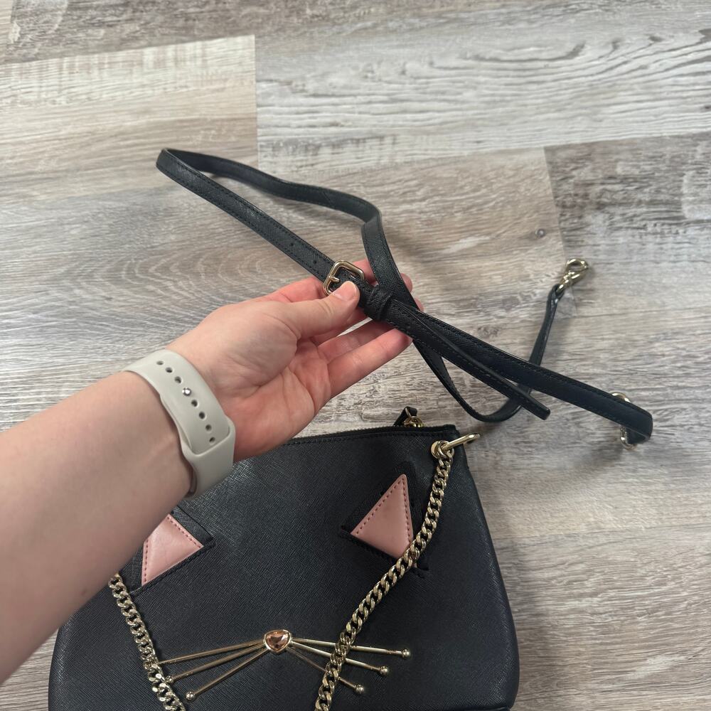 Kate Spade Cat Face Black Crossbody Chain Bag Coquette Y2K - Picture 7 of 10